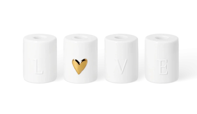 set de 4 bougeoirs love coeur or rader